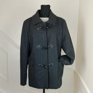 Wool Grey-Black Coat Club Monaco (Manteaux) Size Medium Zipper & Toggle Closure